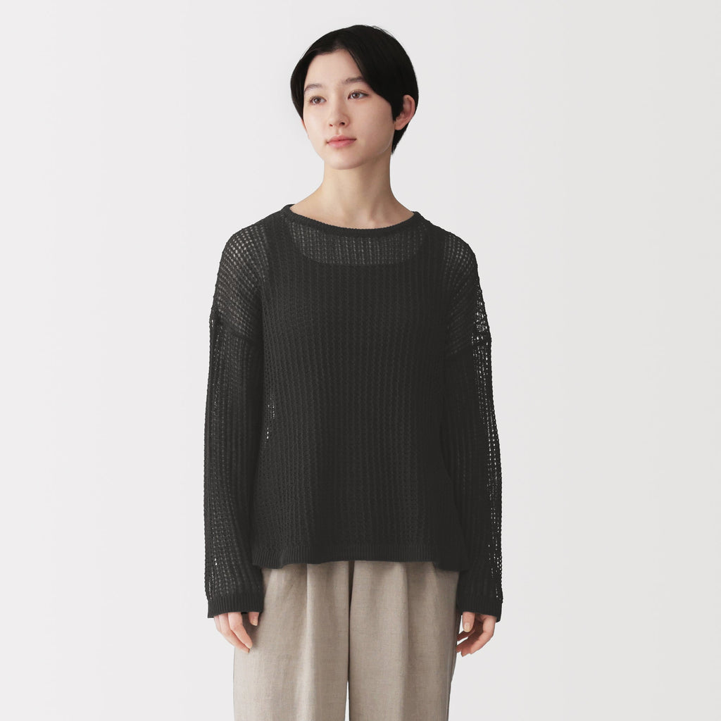 Linen Blend Mesh Wide Sweater