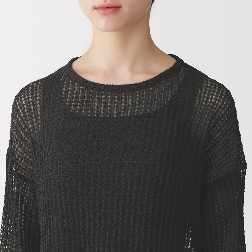 Linen Blend Mesh Wide Sweater