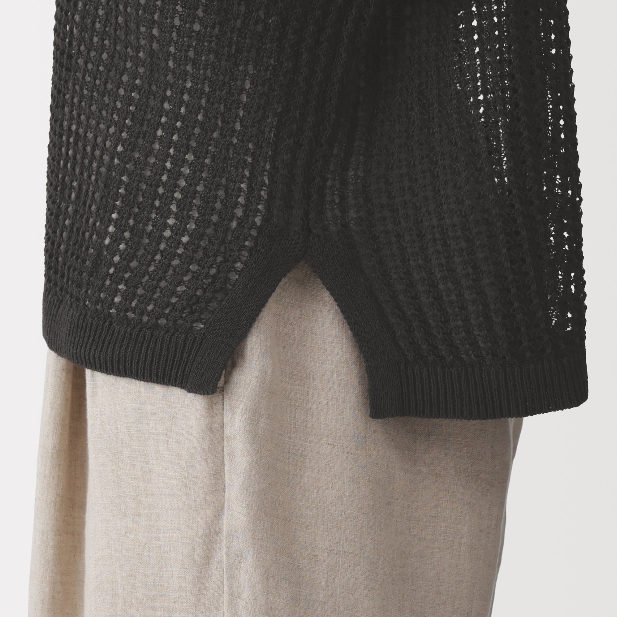 Linen Blend Mesh Wide Sweater