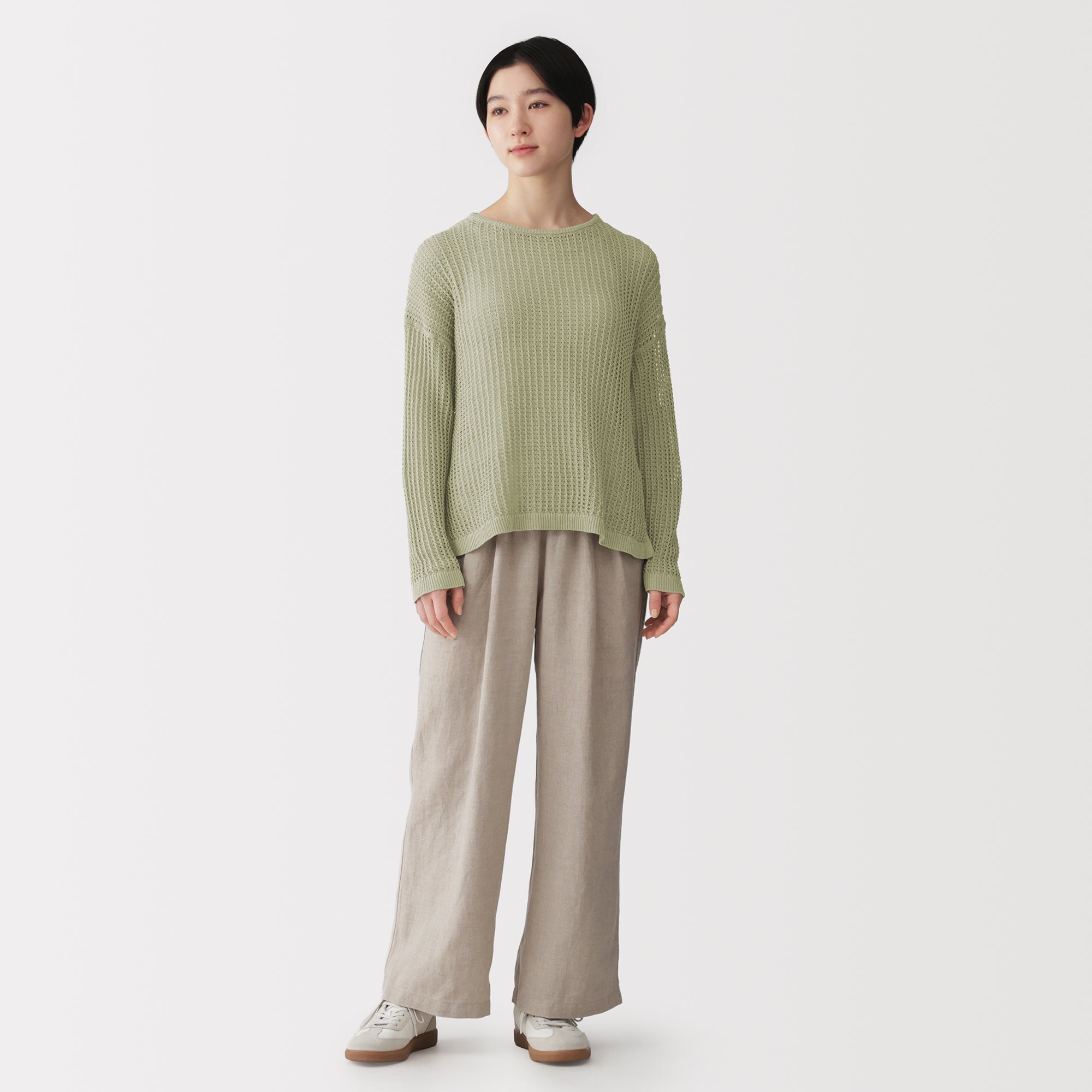 Linen Blend Mesh Wide Sweater