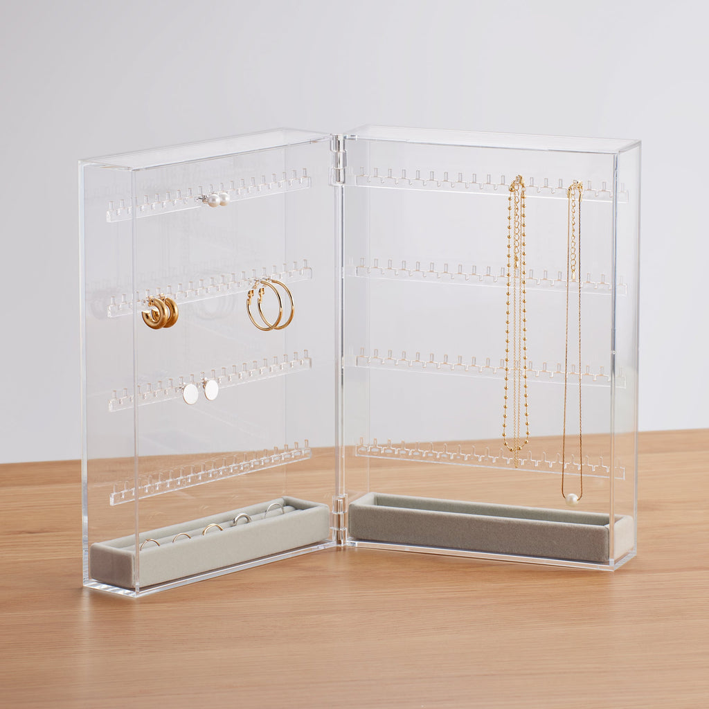 Acrylic Stand Case for Earrings & Necklace Double Sided