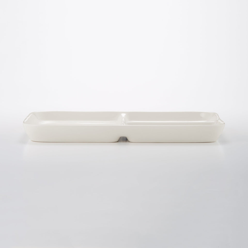 Beige Porcelain Square Plate with Partition