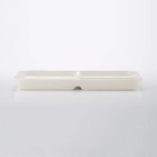 Beige Porcelain Square Plate with Partition