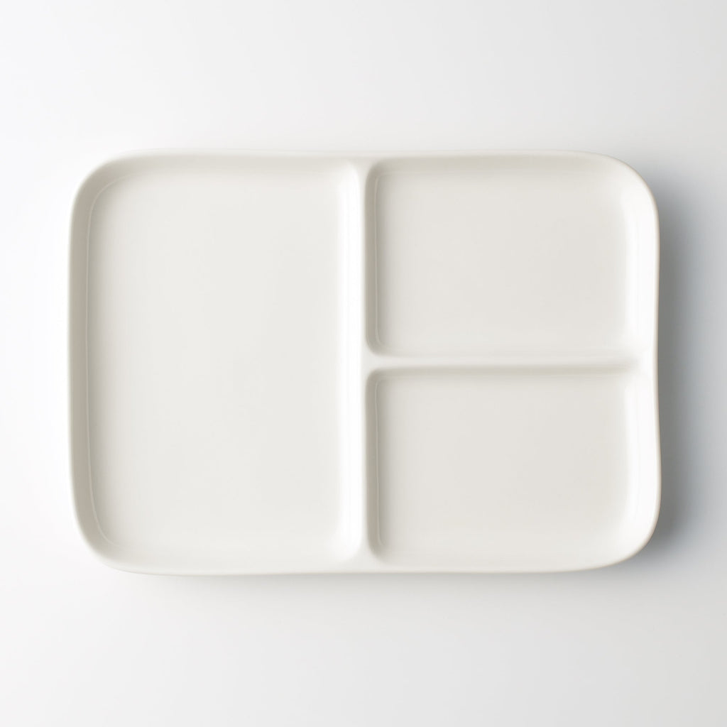 Beige Porcelain Square Plate with Partition