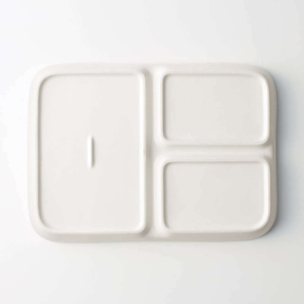 Beige Porcelain Square Plate with Partition