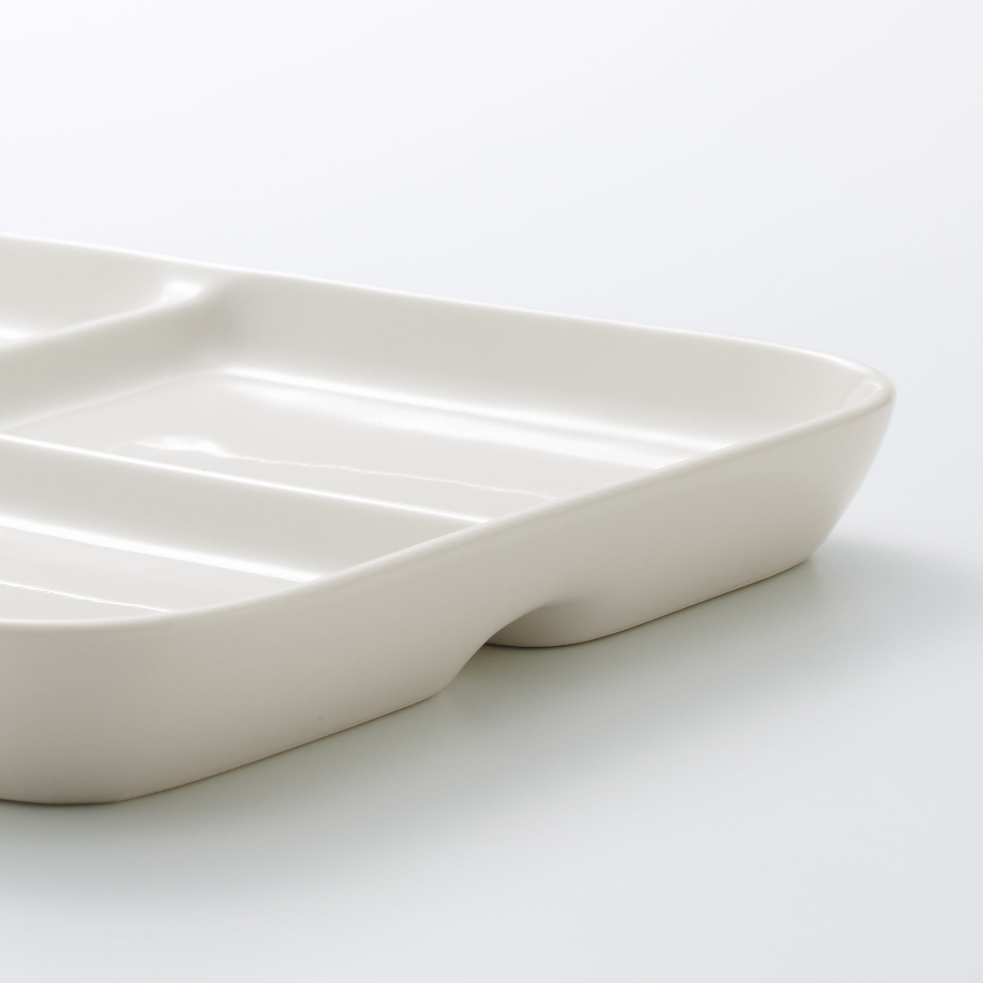 Beige Porcelain Square Plate with Partition