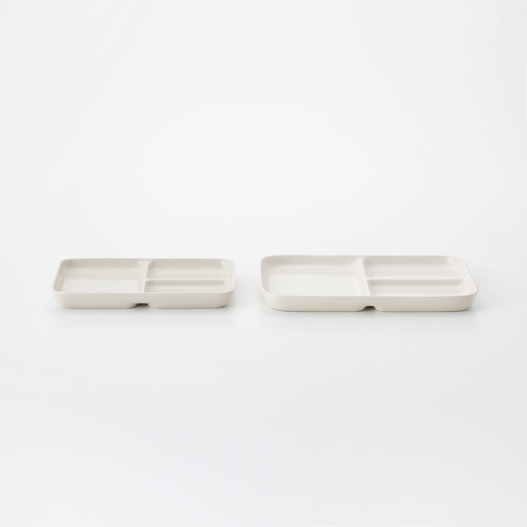 Beige Porcelain Square Plate with Partition