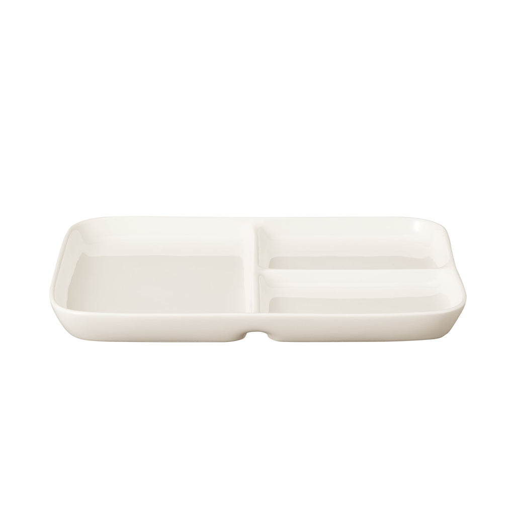 Beige Porcelain Square Plate with Partition