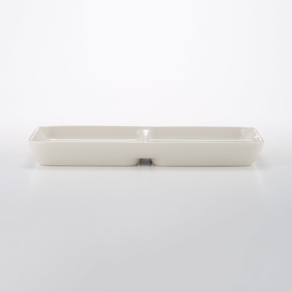 Beige Porcelain Square Plate with Partition