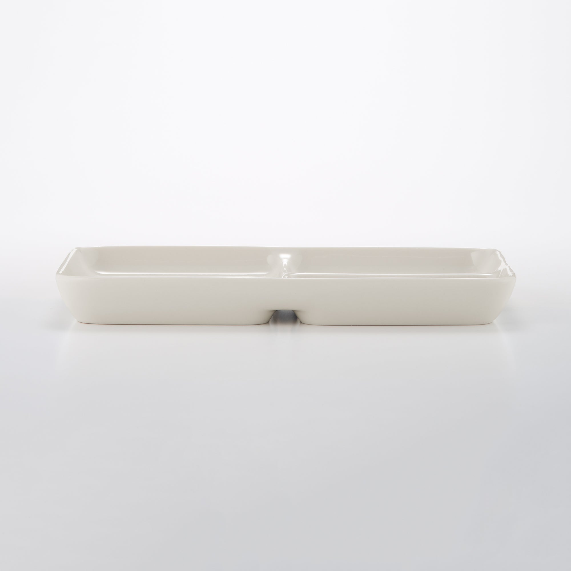 Beige Porcelain Square Plate with Partition