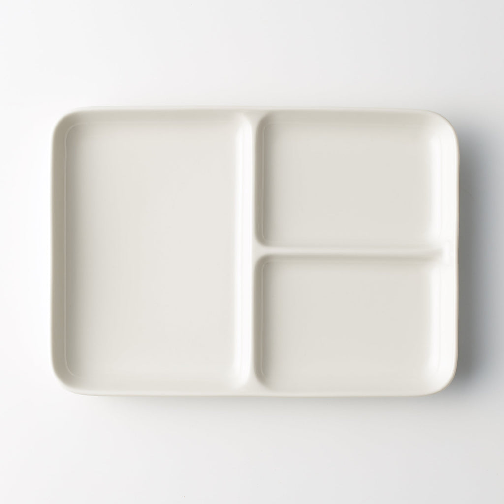 Beige Porcelain Square Plate with Partition