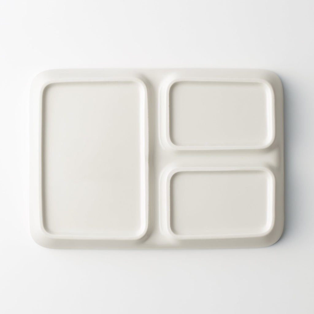 Beige Porcelain Square Plate with Partition
