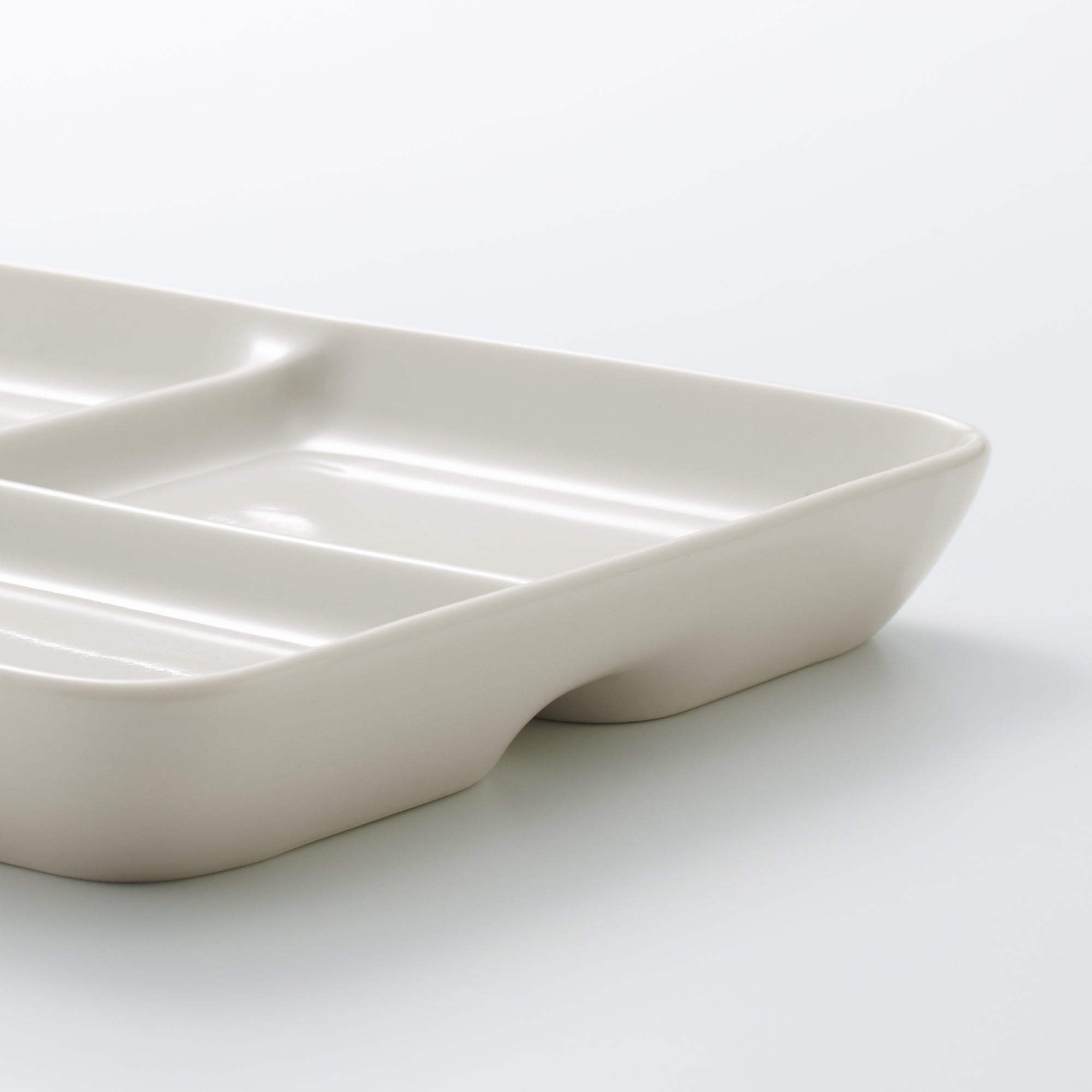 Beige Porcelain Square Plate with Partition