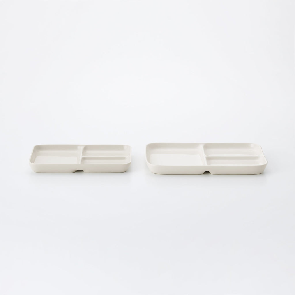 Beige Porcelain Square Plate with Partition