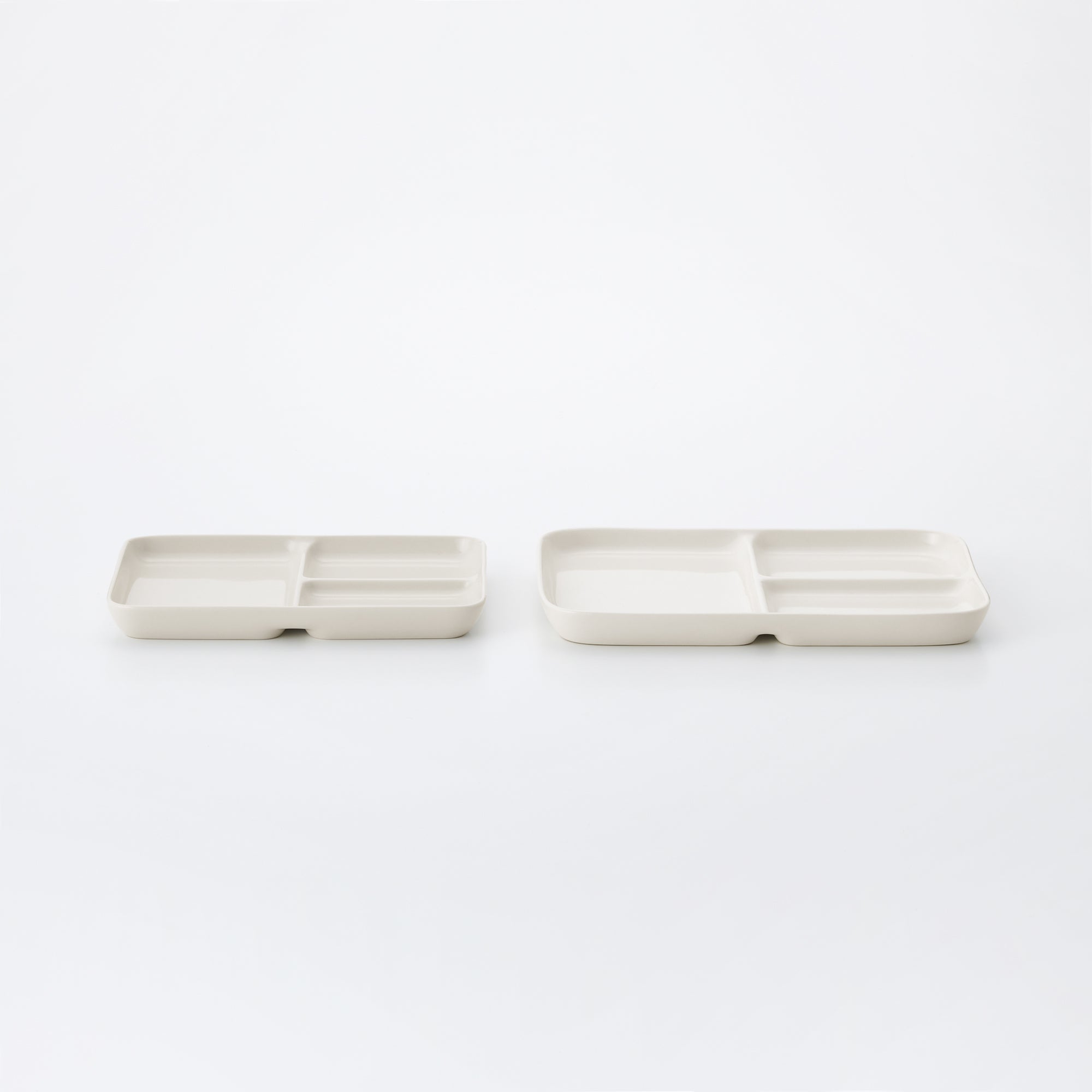 Beige Porcelain Square Plate with Partition