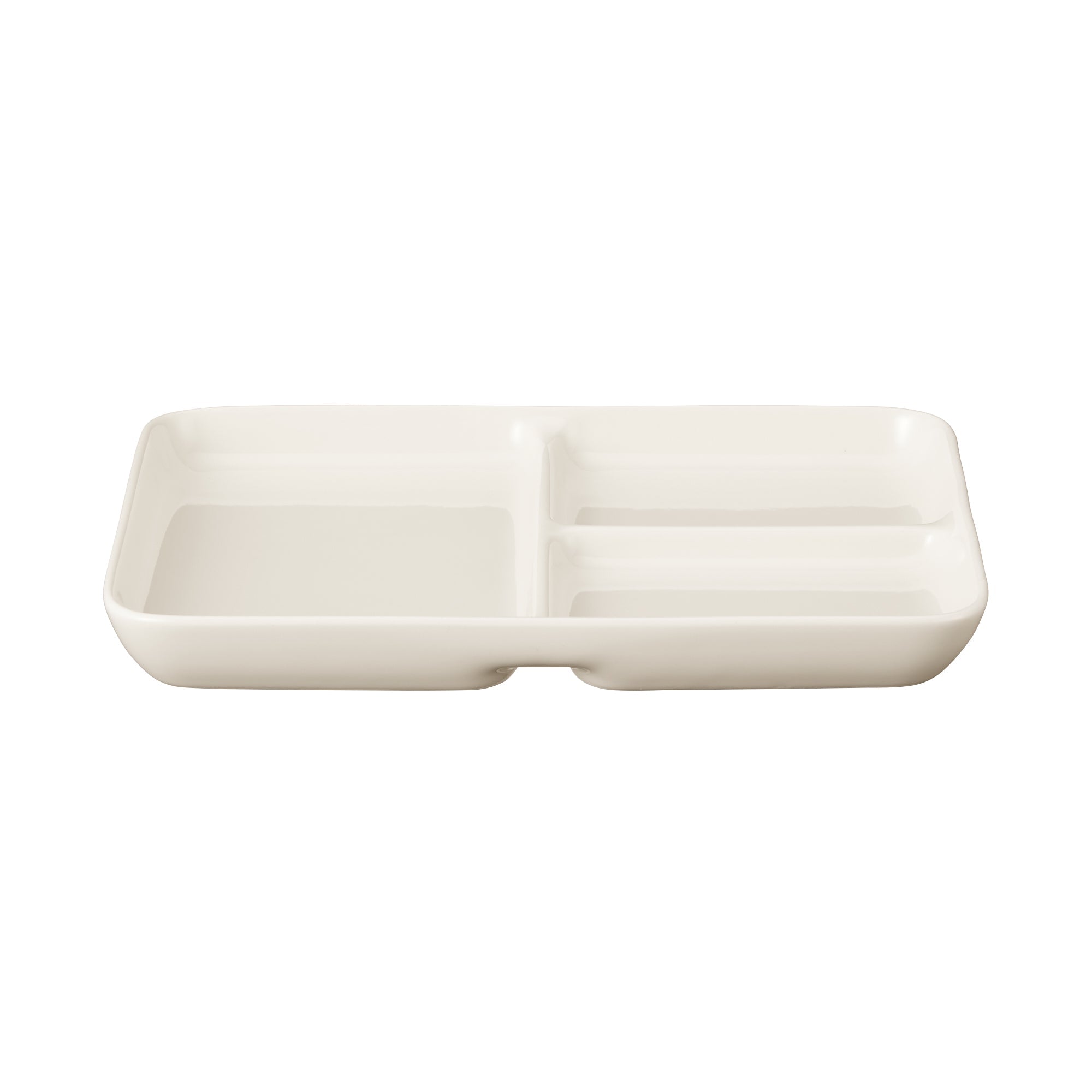 Beige Porcelain Square Plate with Partition