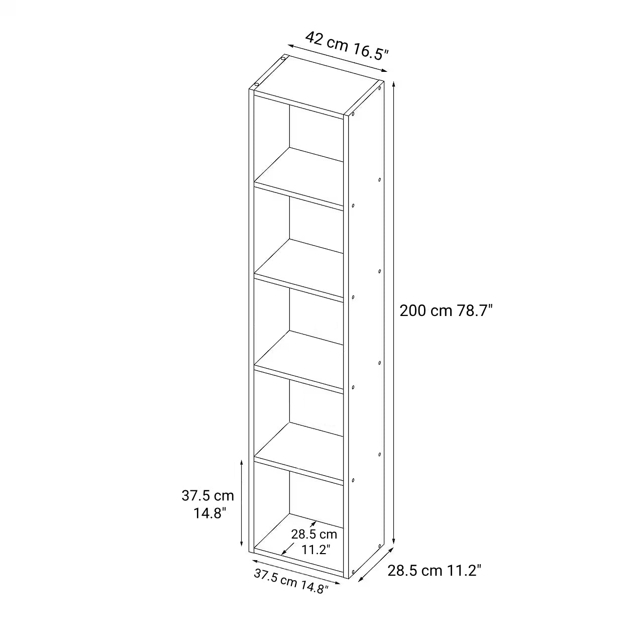 Stacking Shelf - Oak - 5 Tiers