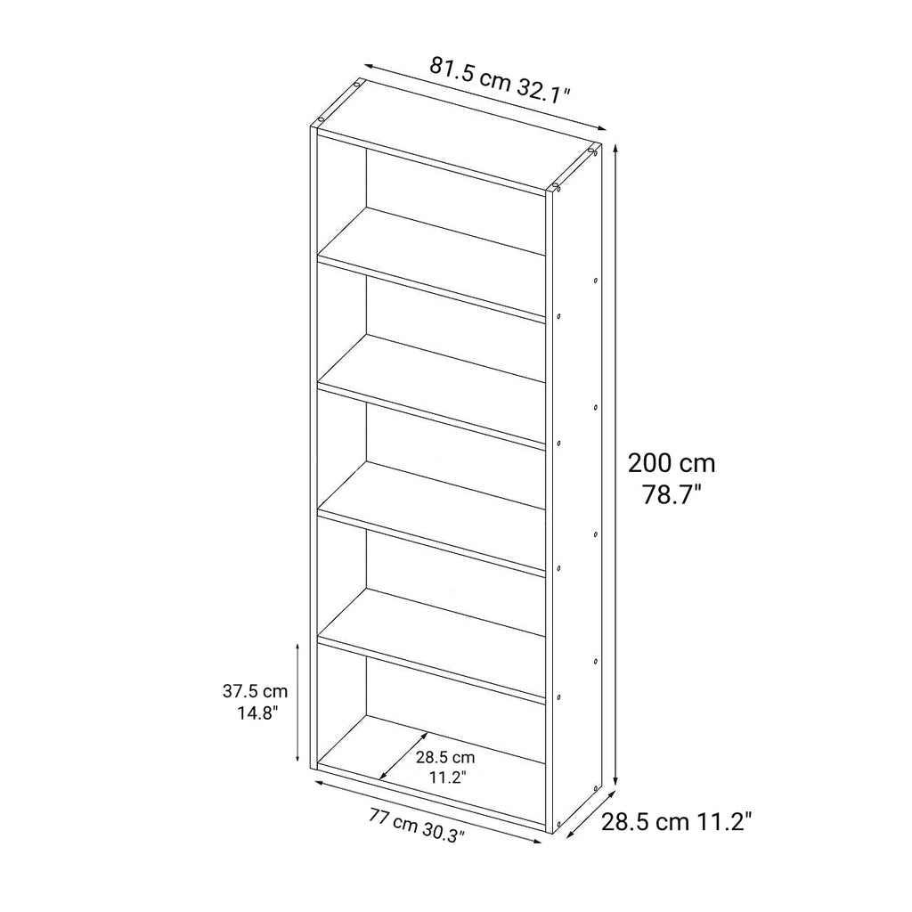 Oak Stacking Shelf - Wide Type - 5 Tiers