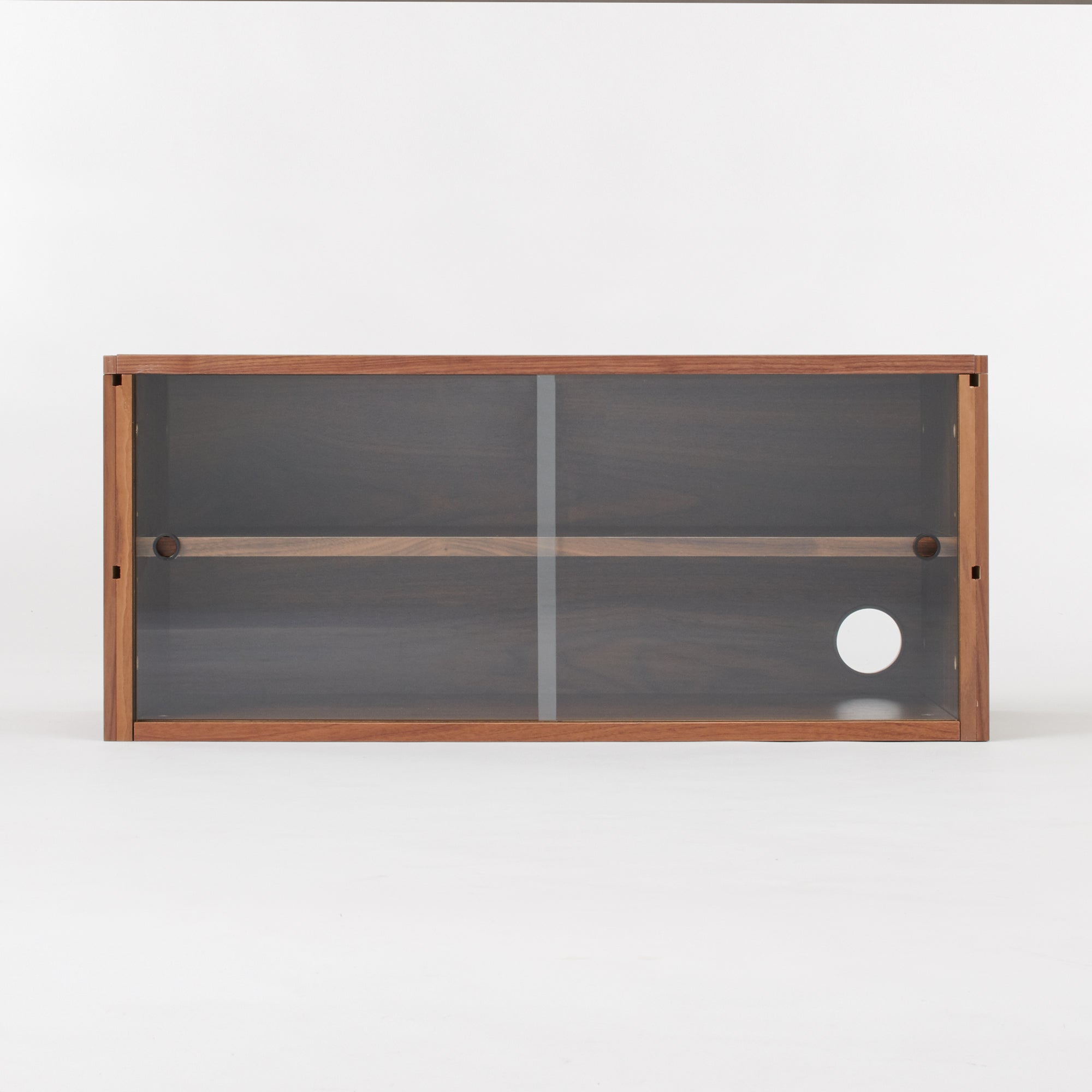 SUS Shelving Unit Box with Glass Door - Walnut