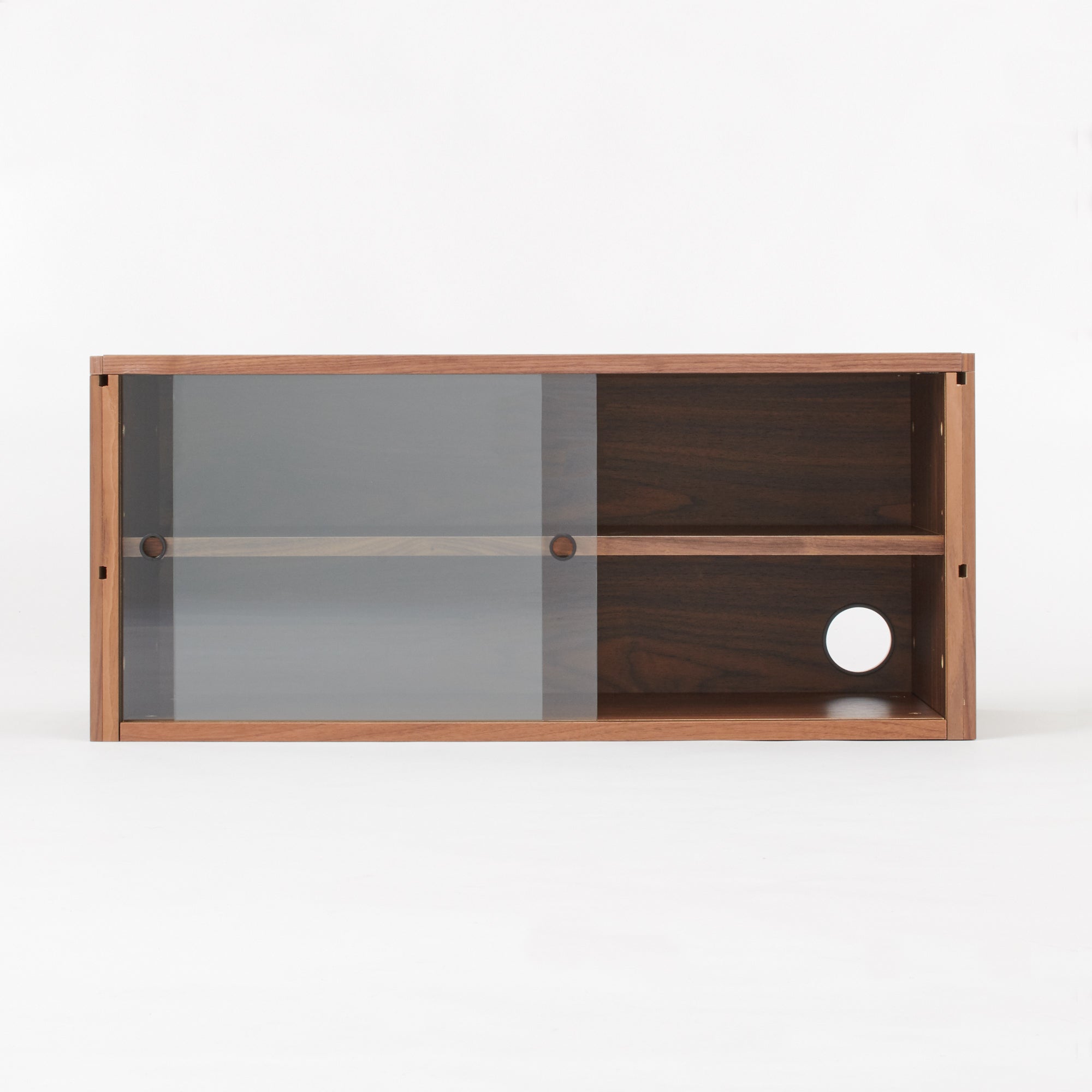 SUS Shelving Unit Box with Glass Door - Walnut