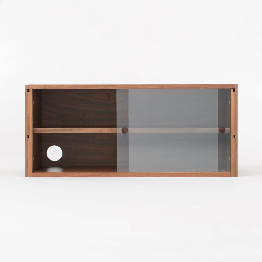SUS Shelving Unit Box with Glass Door - Walnut