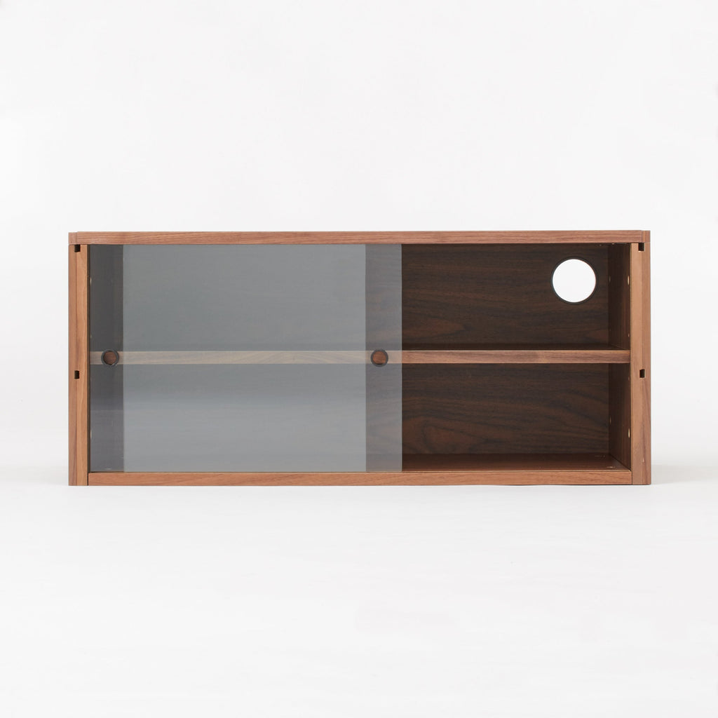 SUS Shelving Unit Box with Glass Door - Walnut