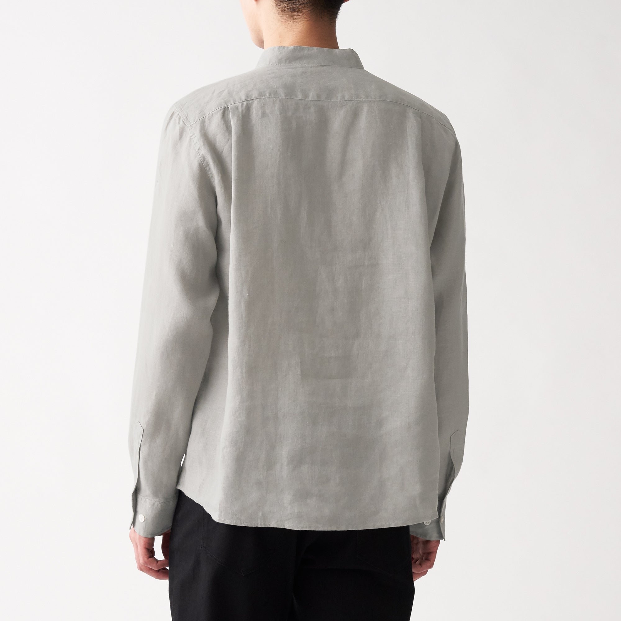 Men's French Linen Washed Stand Collar Shirt