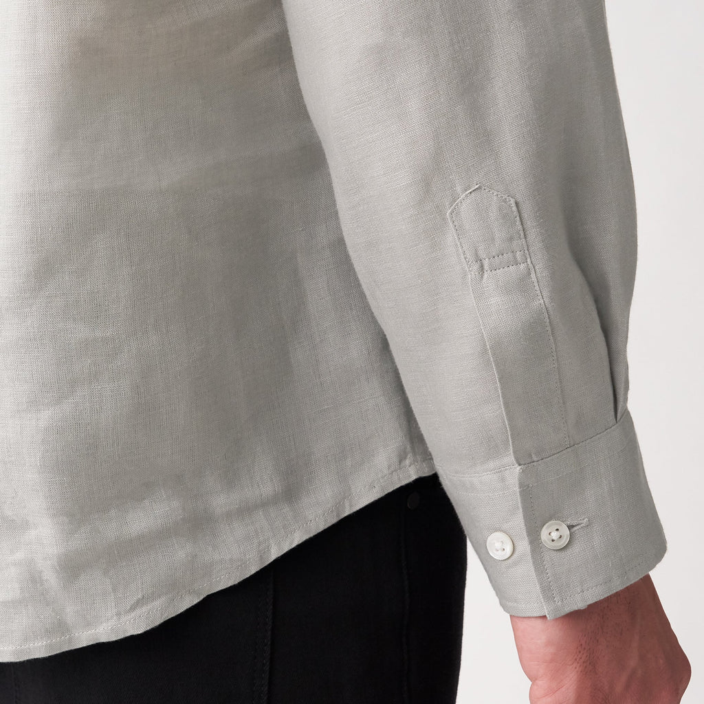 Men's French Linen Washed Stand Collar Shirt