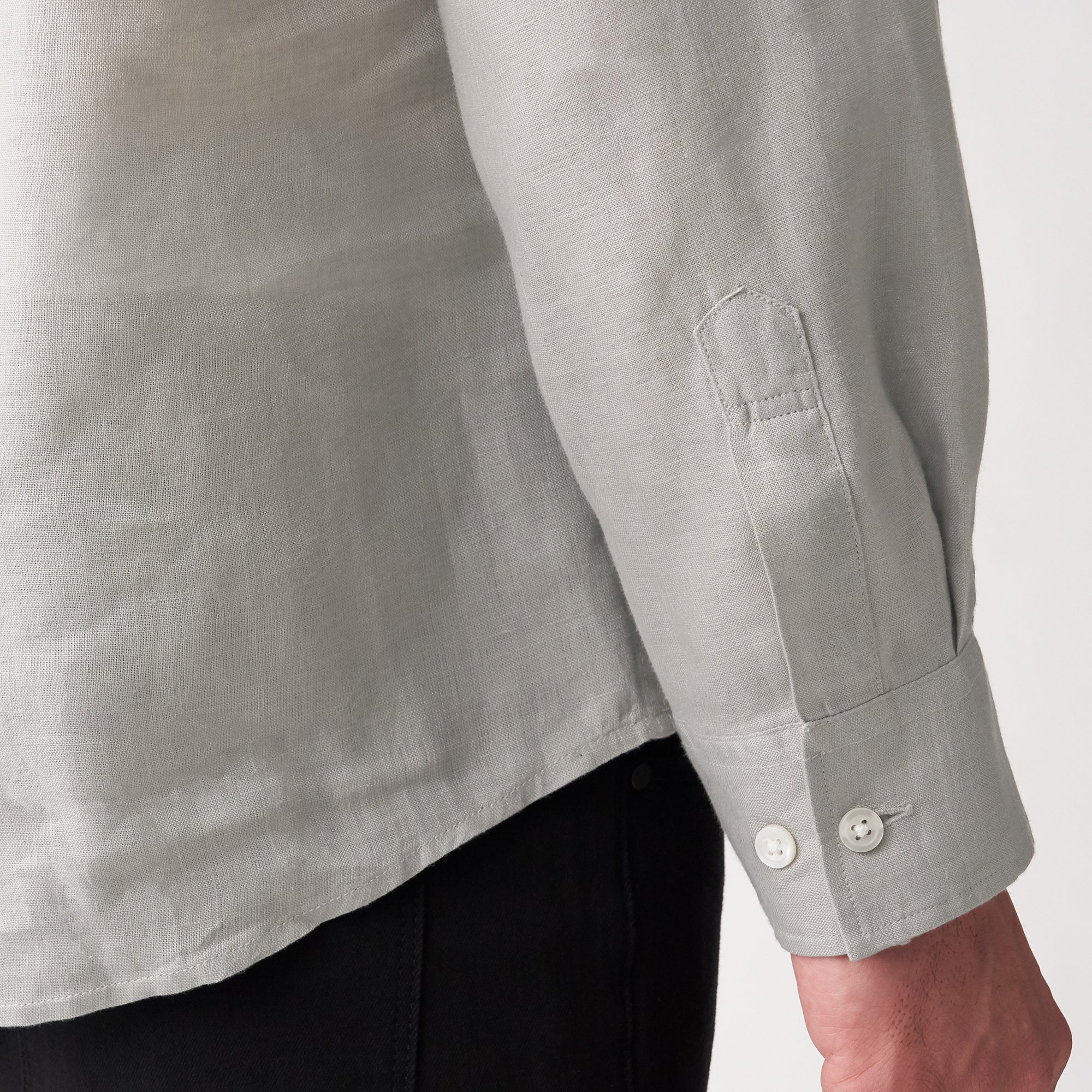 Men's French Linen Washed Stand Collar Shirt