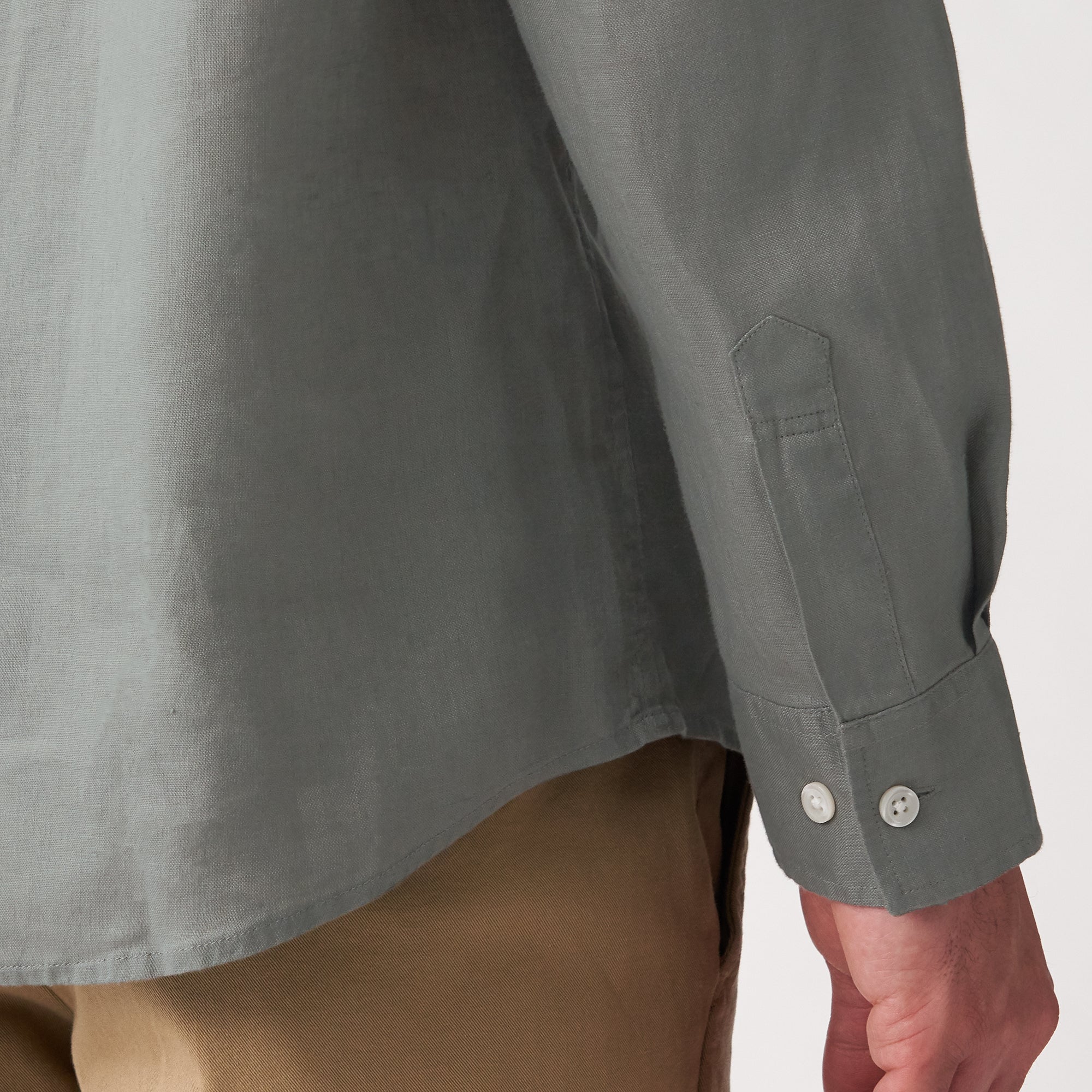 Men's French Linen Washed Stand Collar Shirt