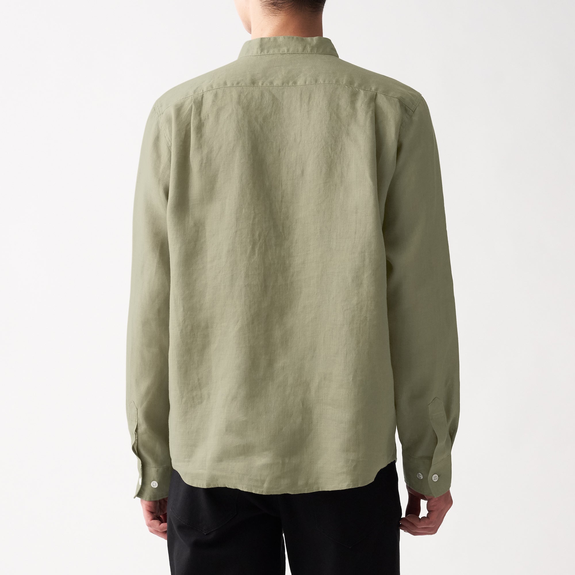 Men's French Linen Washed Stand Collar Shirt