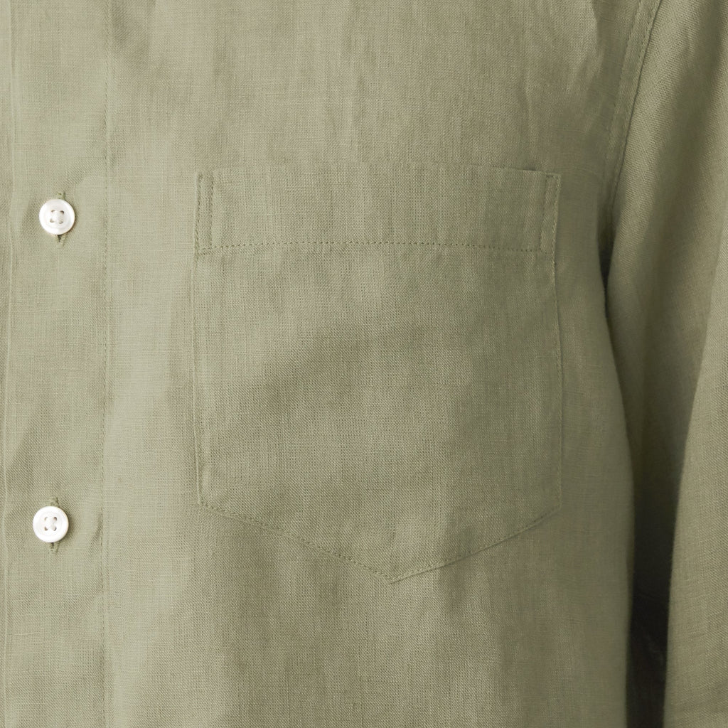 Men's French Linen Washed Stand Collar Shirt