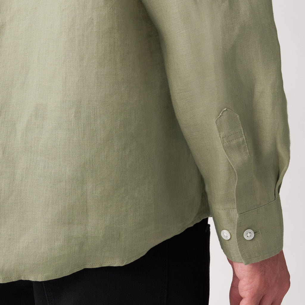 Men's French Linen Washed Stand Collar Shirt