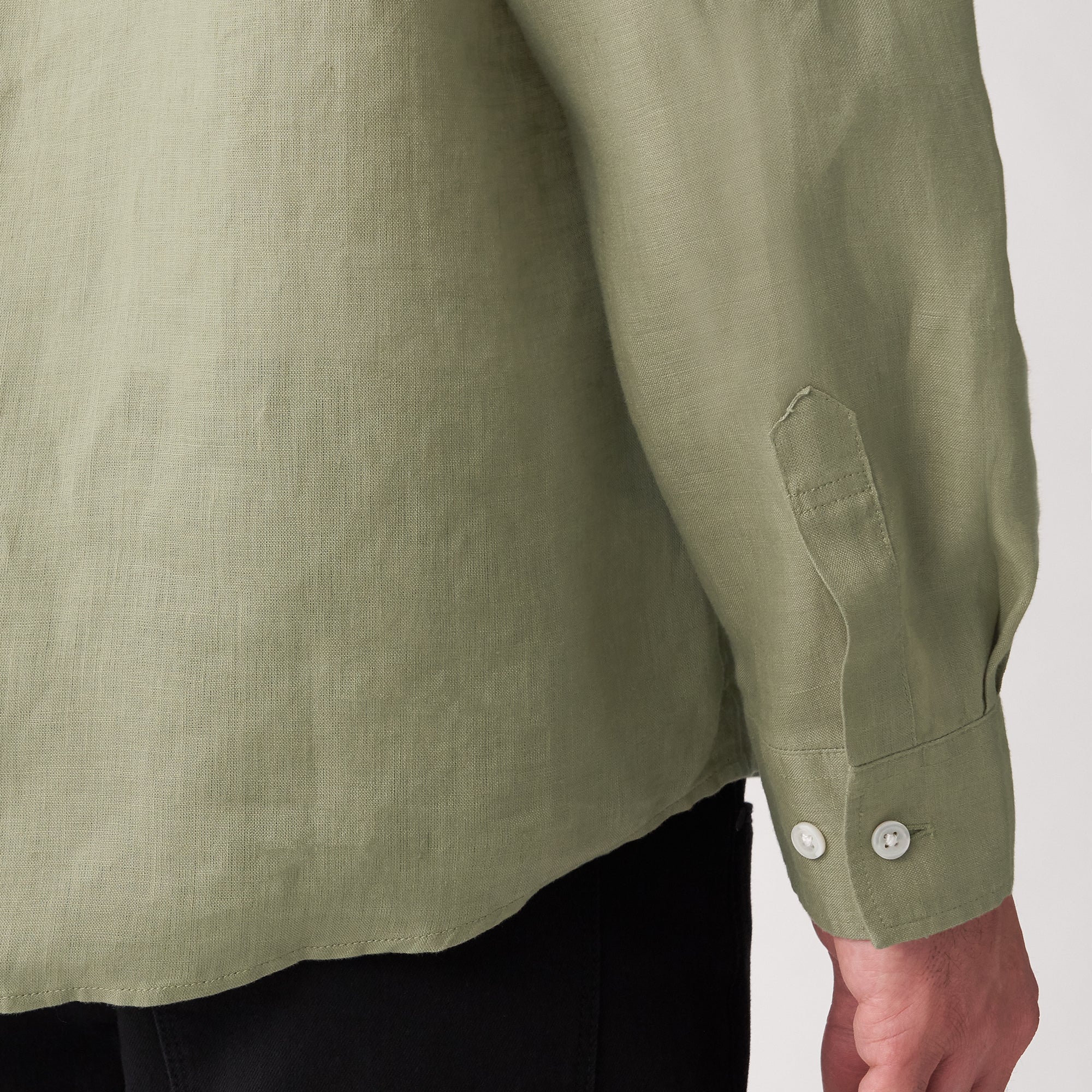 Men's French Linen Washed Stand Collar Shirt