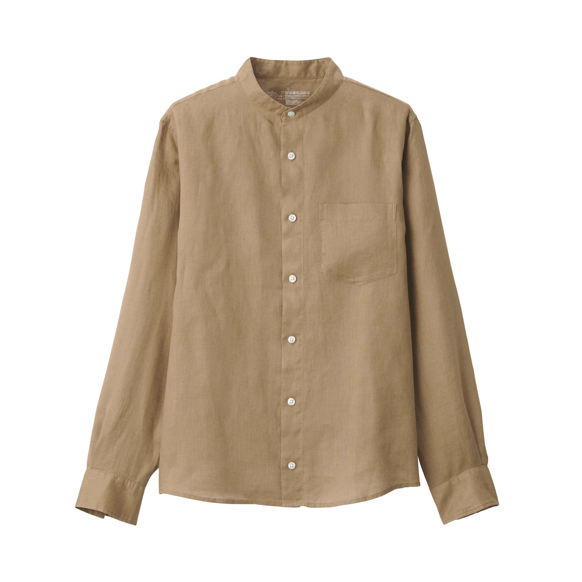 Men's French Linen Washed Stand Collar Shirt