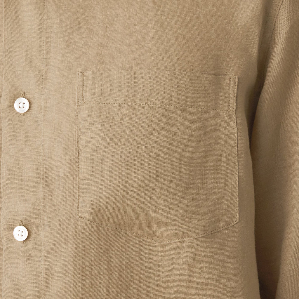 Men's French Linen Washed Stand Collar Shirt