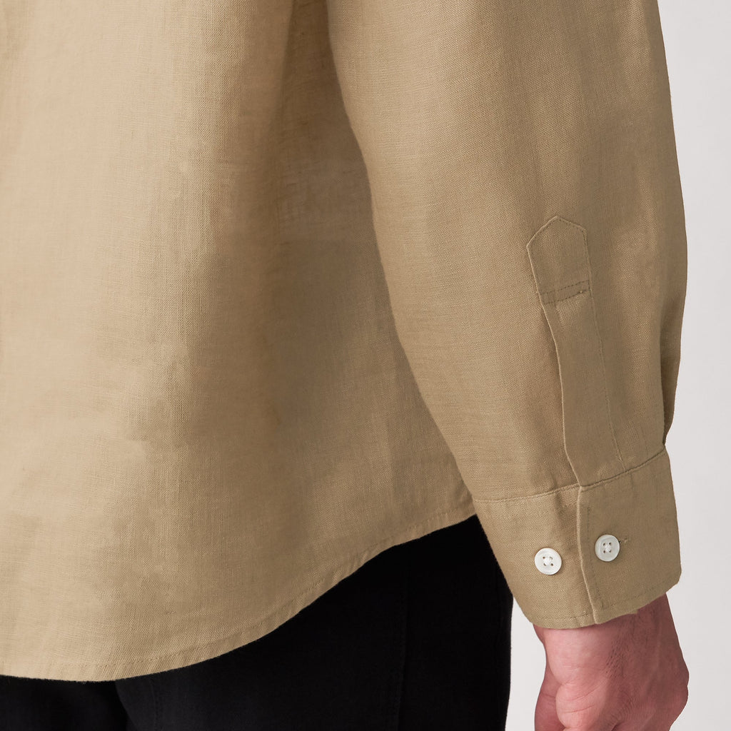 Men's French Linen Washed Stand Collar Shirt