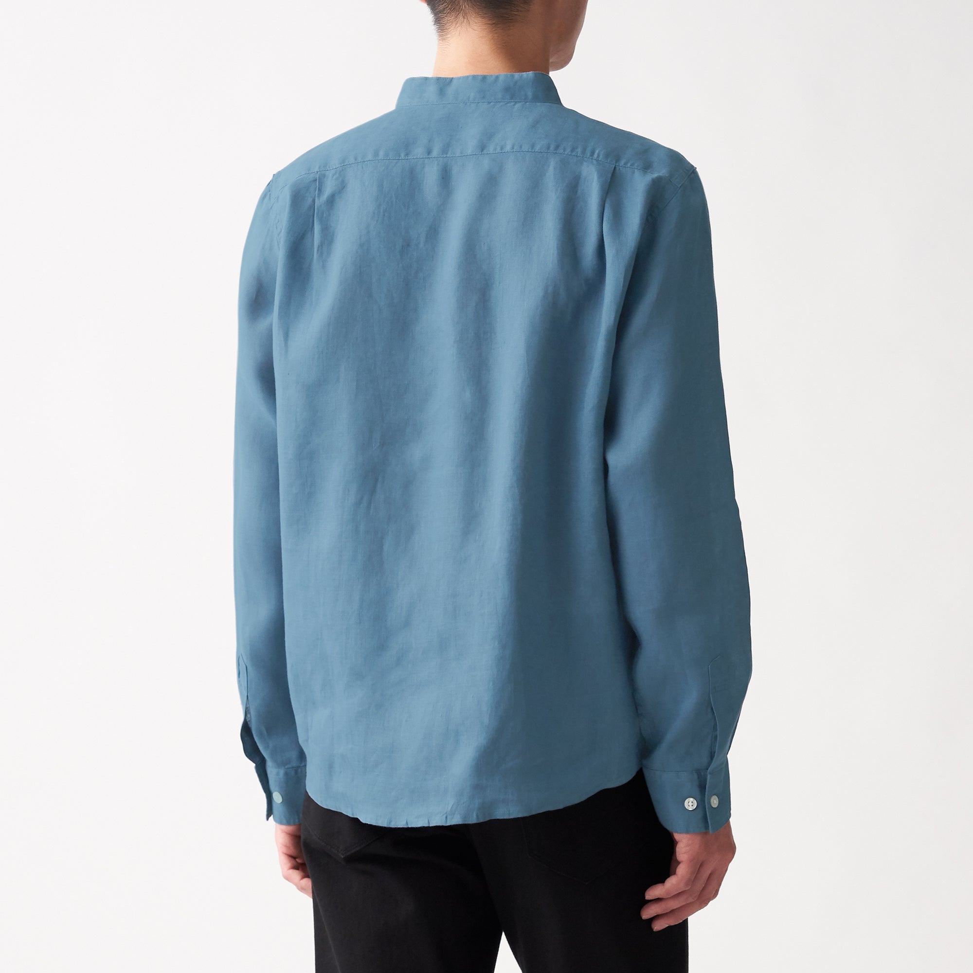 Men's French Linen Washed Stand Collar Shirt