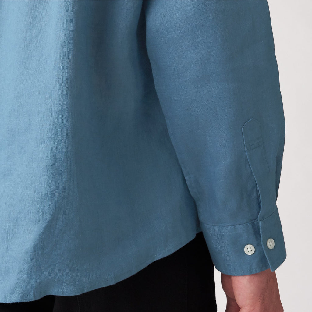 Men's French Linen Washed Stand Collar Shirt