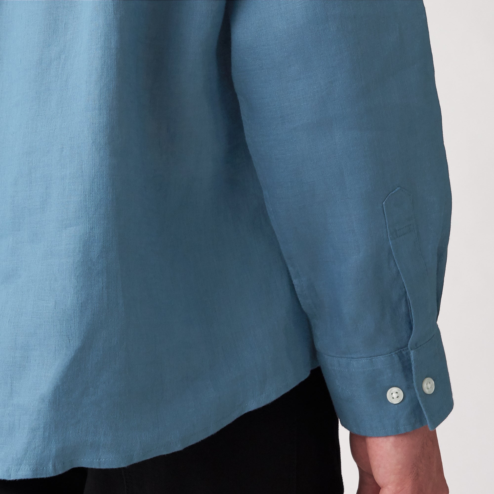 Men's French Linen Washed Stand Collar Shirt