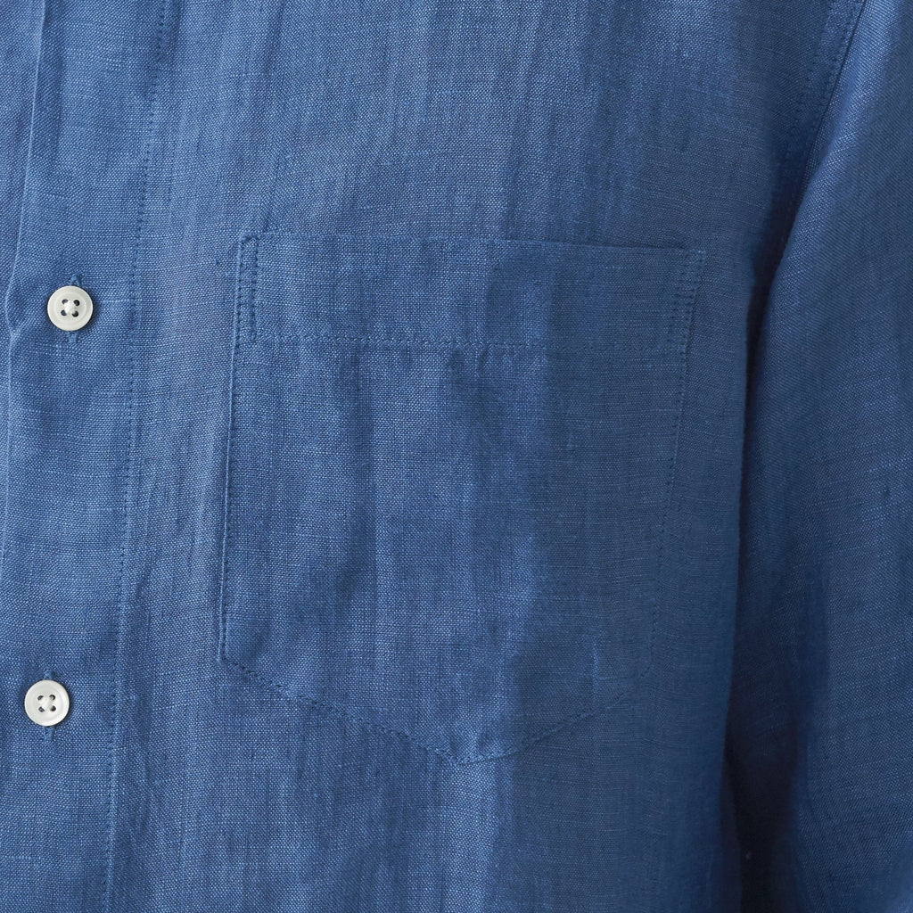 Men's French Linen Washed Stand Collar Shirt