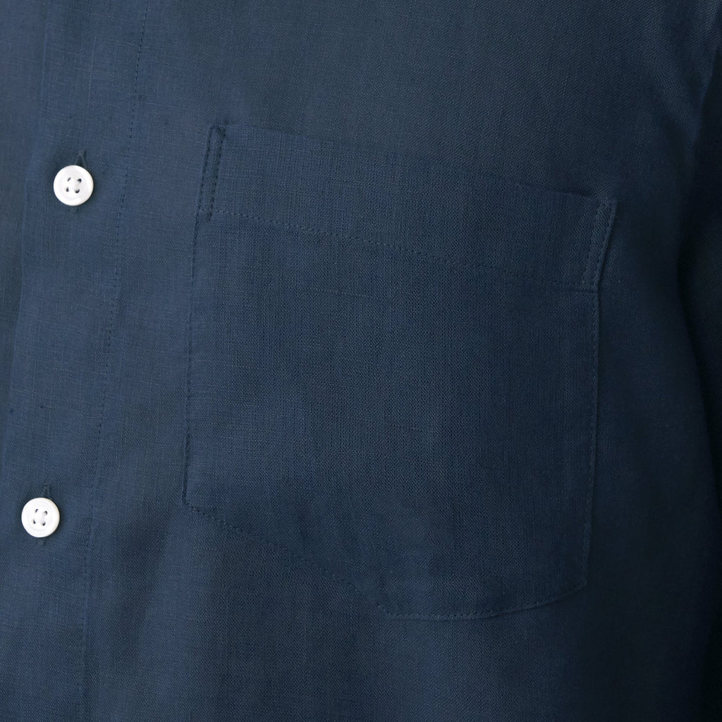 Men's French Linen Washed Stand Collar Shirt