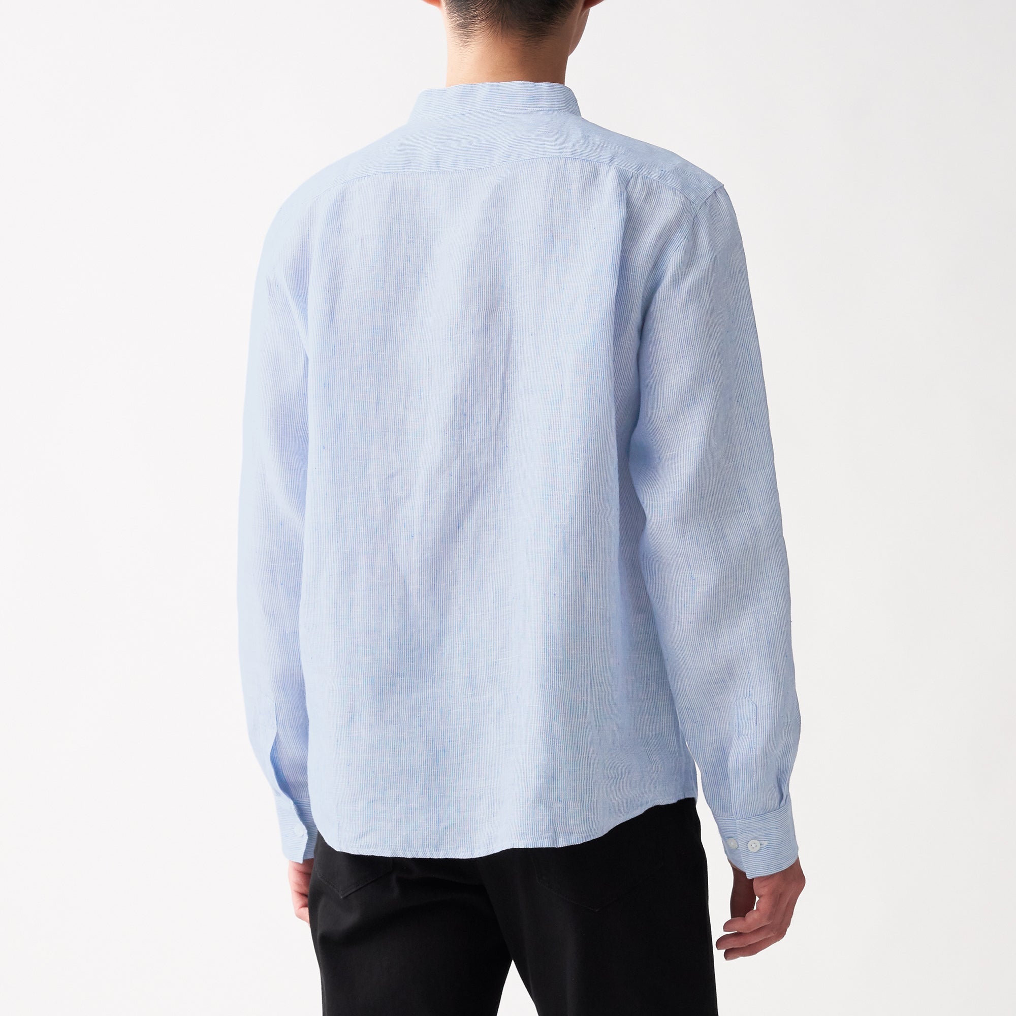 Men's French Linen Washed Stand Collar Shirt