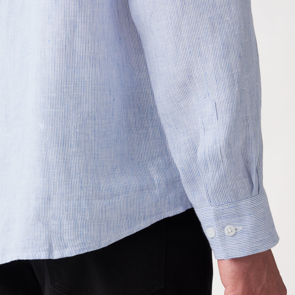 Men's French Linen Washed Stand Collar Shirt
