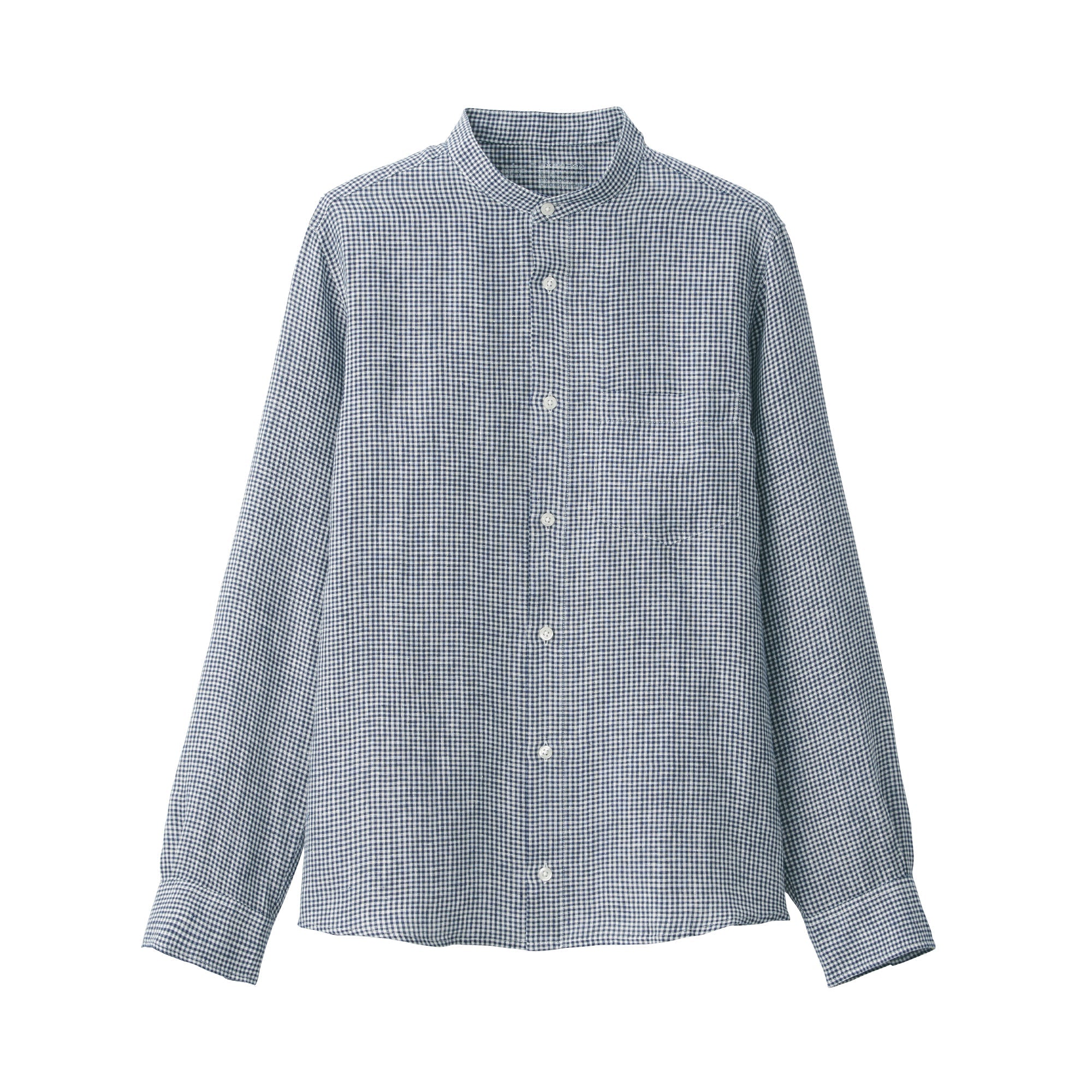 Men's French Linen Washed Stand Collar Shirt