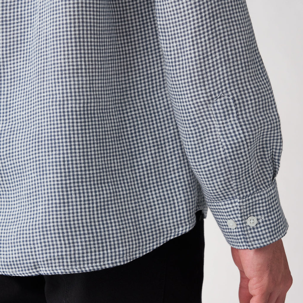 Men's French Linen Washed Stand Collar Shirt