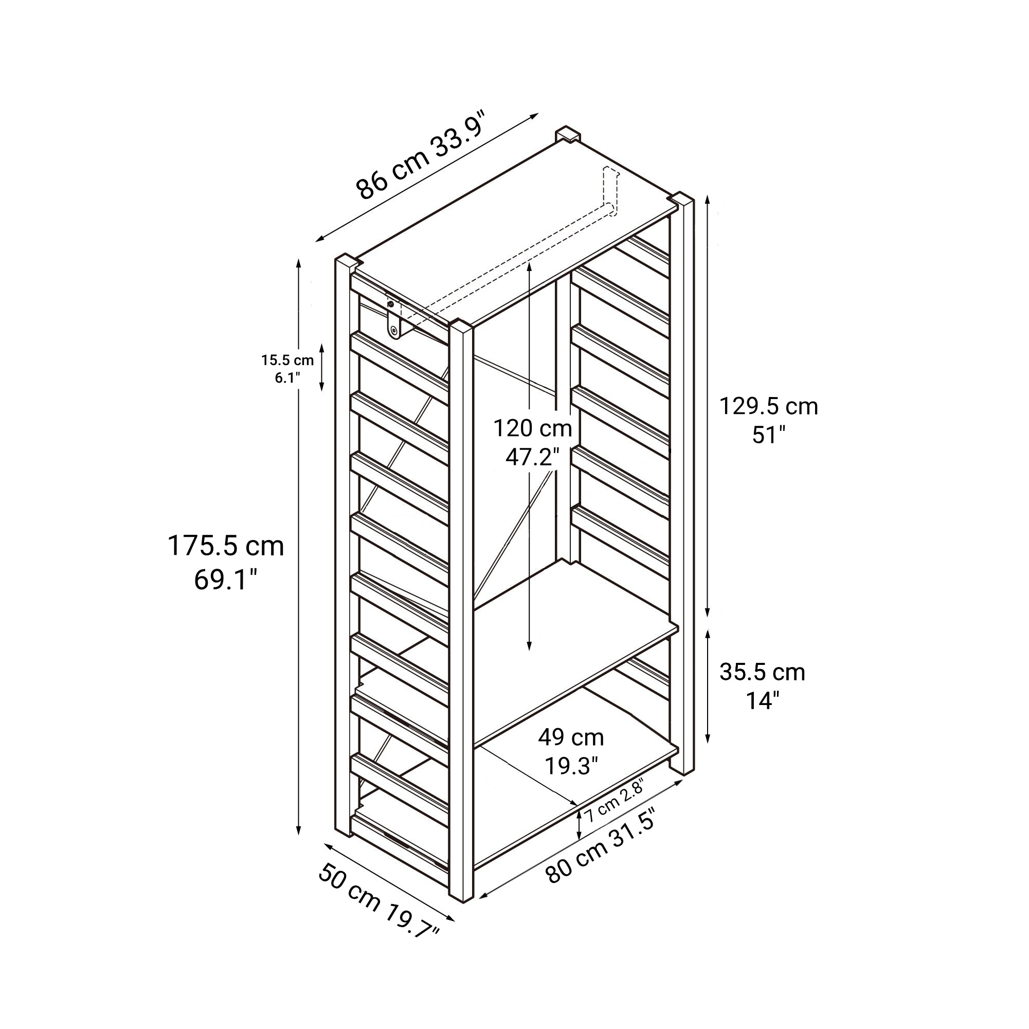 Pine Shelf Unit - Wardrobe
