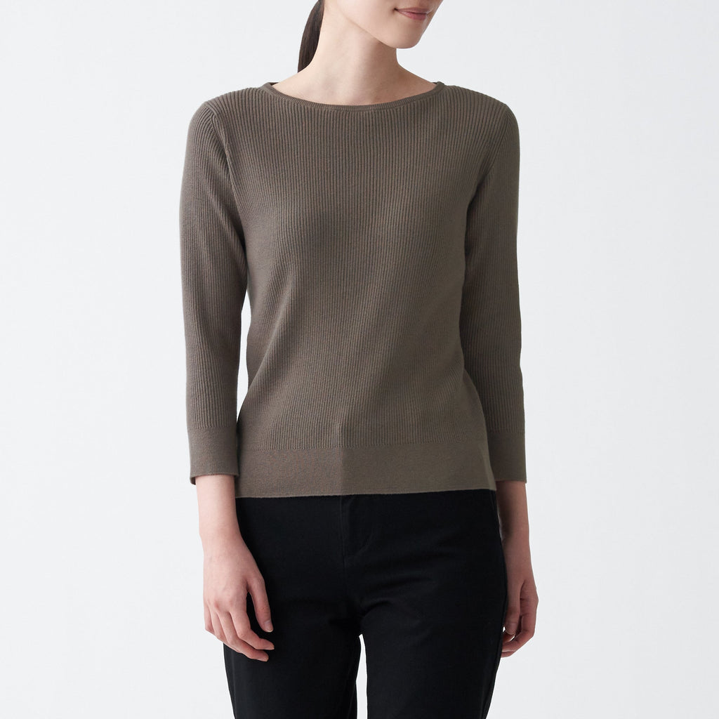 Women Organic Cotton Silk Boat Neck Sweater