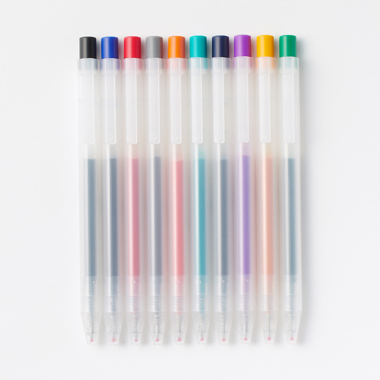 Smooth Gel Ink Ballpoint Knock Pen 10 Color Set 0.5 mm