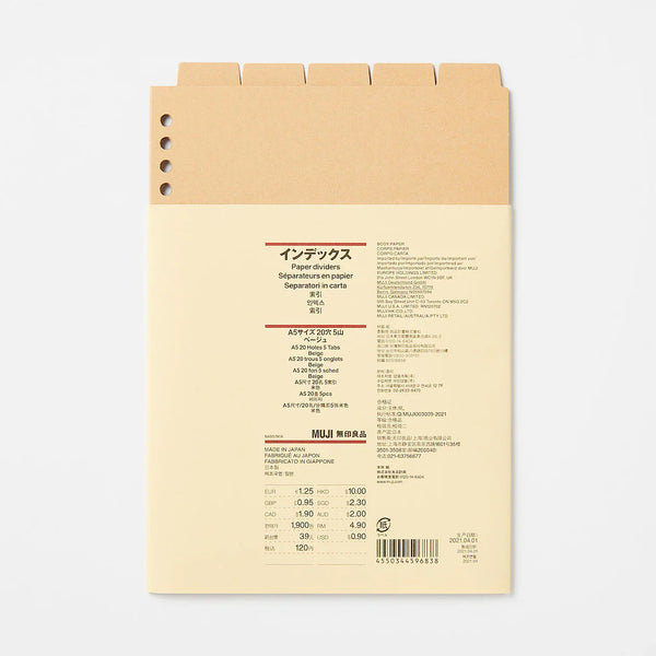A5 Paper Divider - 20 Rings (5 Pack)